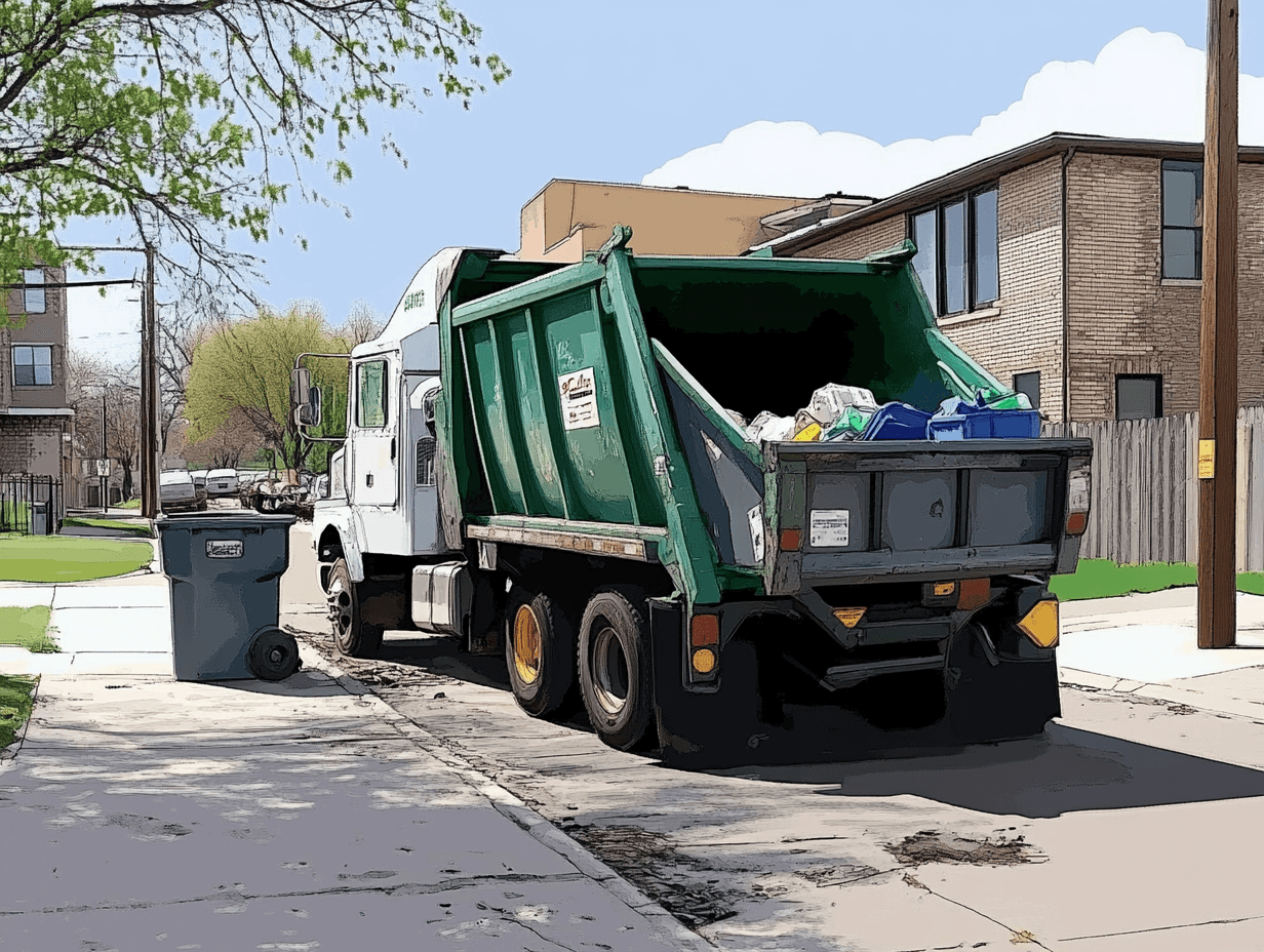 Waste hauling truck in Chicago
